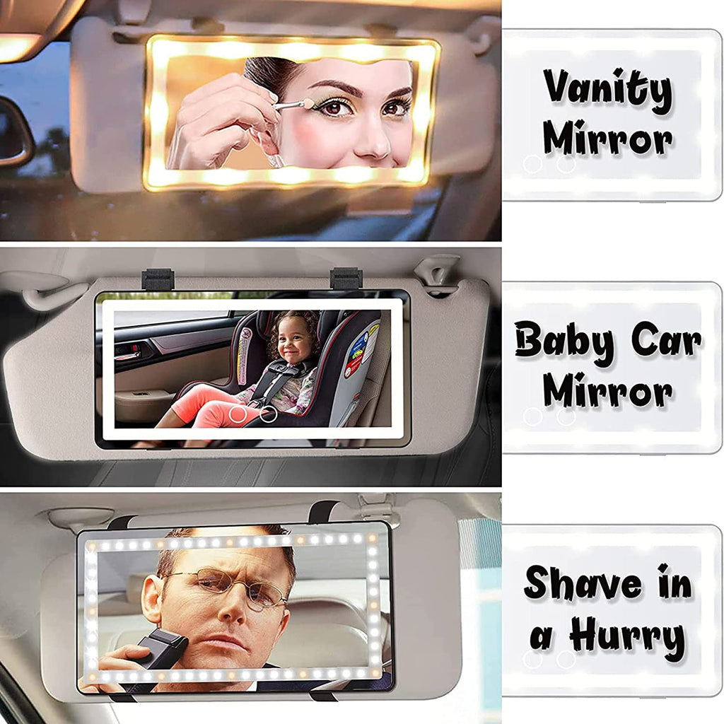 Specchio Auto LED - Specchio Trucco Con Luci per Auto - Bianco