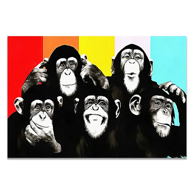 Abstract Colorful Animal Painting Modern Lion Graffiti Monkey Wall Art Funny Picture Cuadros Canvas Poster Print Home Decoration