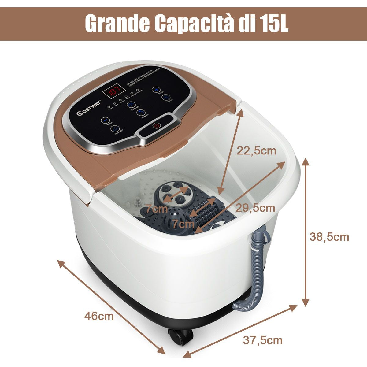 Massaggiatore Elettrico per Piedi, Massaggiatore Portatile Multifunzione Con Rulli Marrone