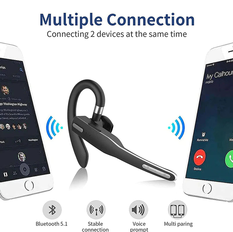 Experience Crystal Clear Communication with the Trucker Wireless Bluetooth 5.1 Headset - Dual Mic Earbud with Noise Cancelling Technology
