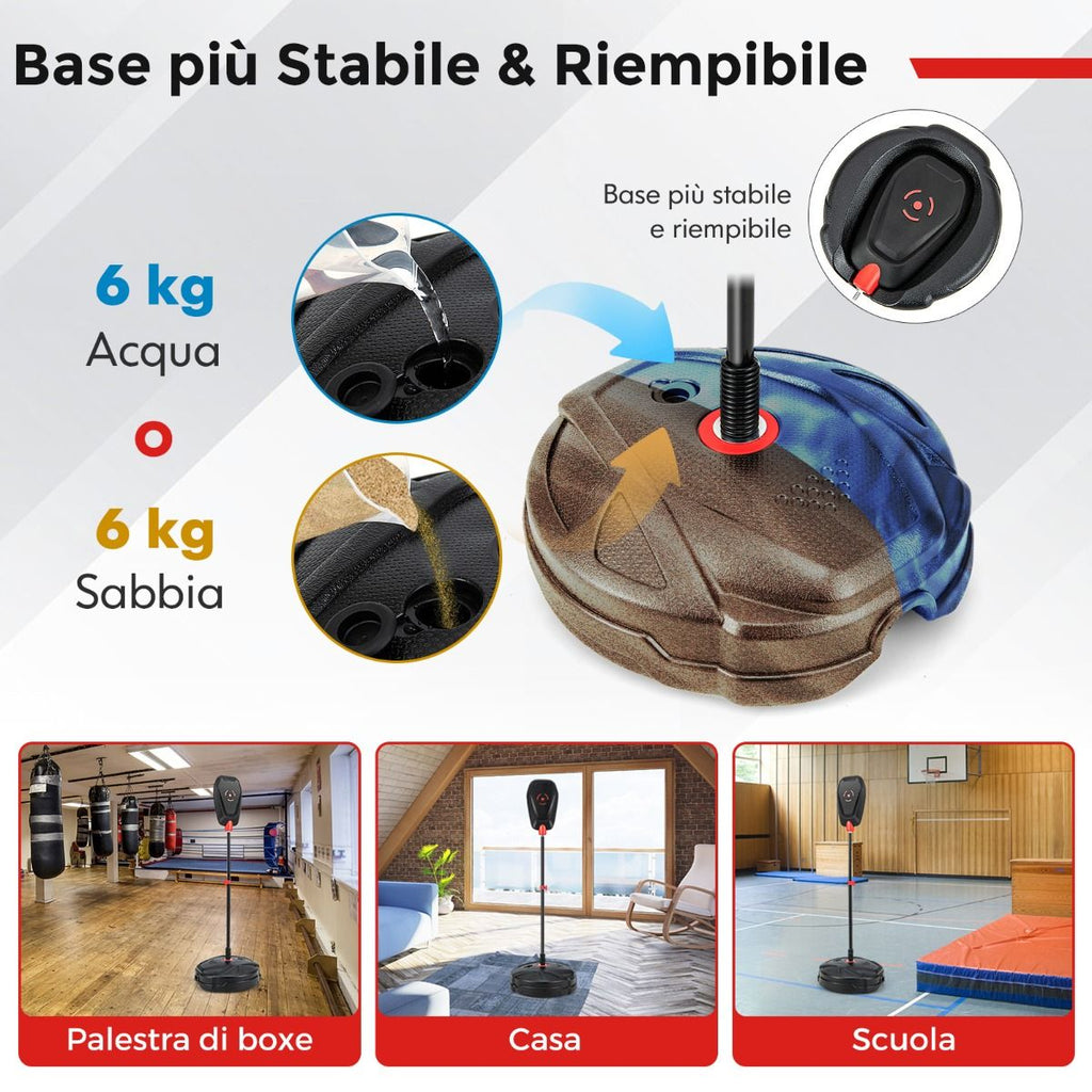 Set Da Boxe Con Sacco Da Pugilato Guanti Da Boxe, Giocattolo Da Boxe Regolabile in 6 Posizioni per Bambini 5 Anni+
