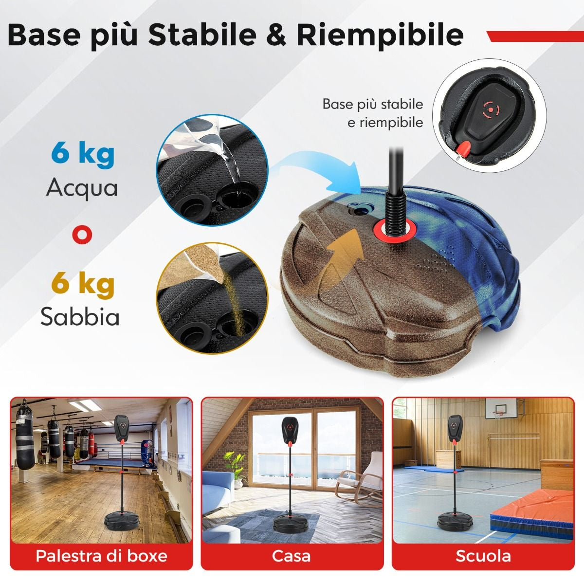 Set Da Boxe Con Sacco Da Pugilato Guanti Da Boxe, Giocattolo Da Boxe Regolabile in 6 Posizioni per Bambini 5 Anni+