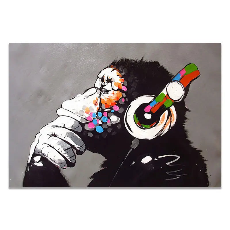 Abstract Colorful Animal Painting Modern Lion Graffiti Monkey Wall Art Funny Picture Cuadros Canvas Poster Print Home Decoration