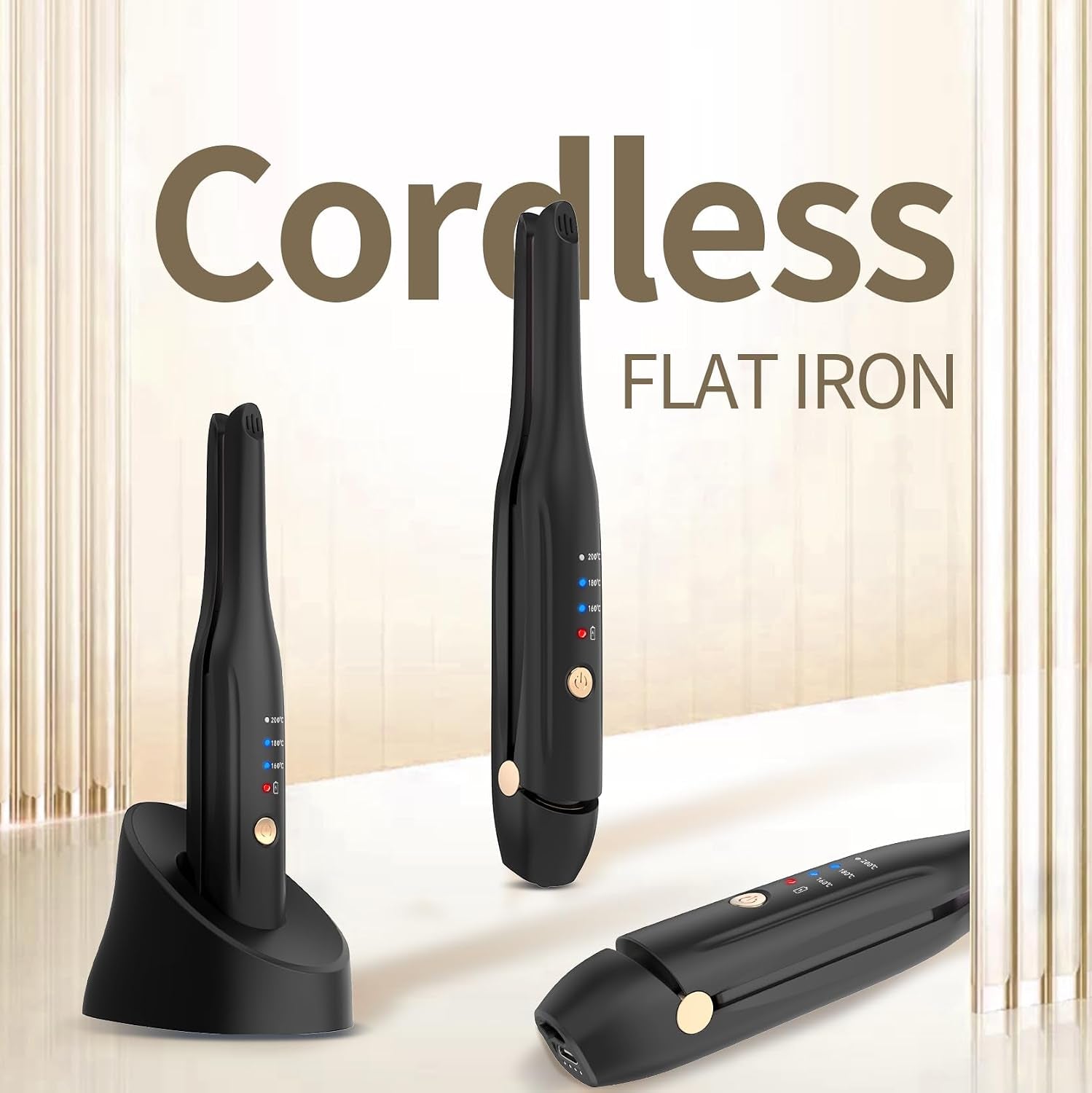 Piastra per Capelli a Batteria, Piastra in Ceramica Con Clip per Lo Styling, Arricciacapelli Portatile 2 in 1 Con Caricatore Di Tipo C E Stazione Di Ricarica per Parrucchieri, Casa E Viaggio (Nero)