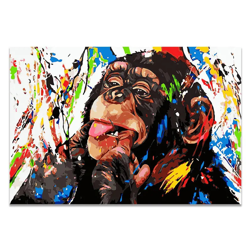 Abstract Colorful Animal Painting Modern Lion Graffiti Monkey Wall Art Funny Picture Cuadros Canvas Poster Print Home Decoration