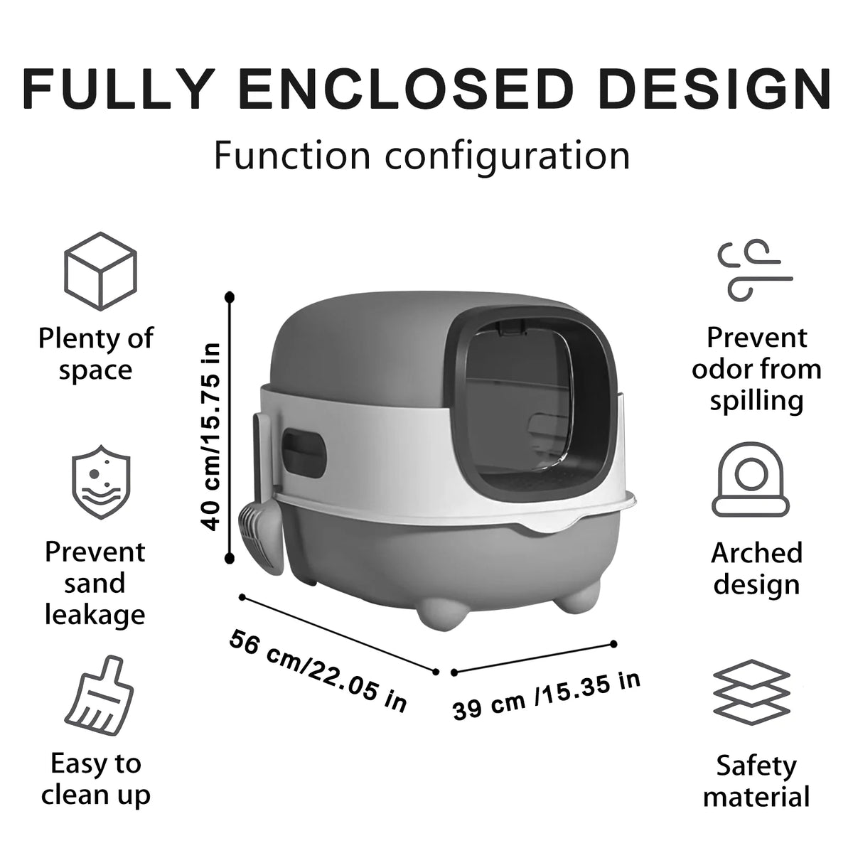 Splash Proof Cat Litter Box Splash Proof Cat Litter Box Closed Cat Litter Box with Lid, Easy to Clean Drawer Design, Odor Control, Space Saving Pet Waste Solution, Splash Proof Cat Toilet Front Entran