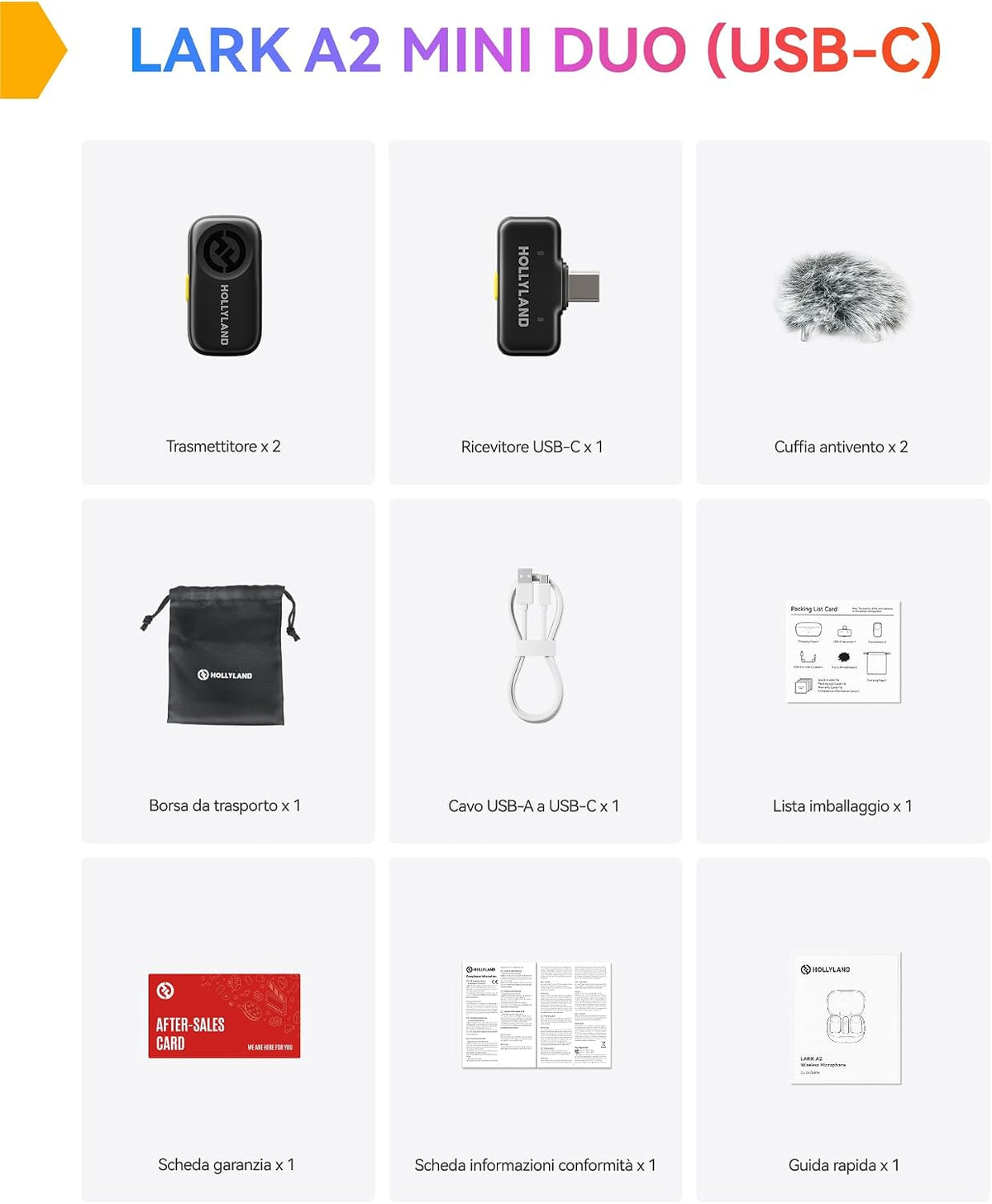 LARK A2 Mini Duo Wireless Microphone System - Perfect for iPhone/Android, Plug & Play, Rich Audio for Vlogs and Streaming, 200M Range, AI Noise Cancellation, 14H Battery Life