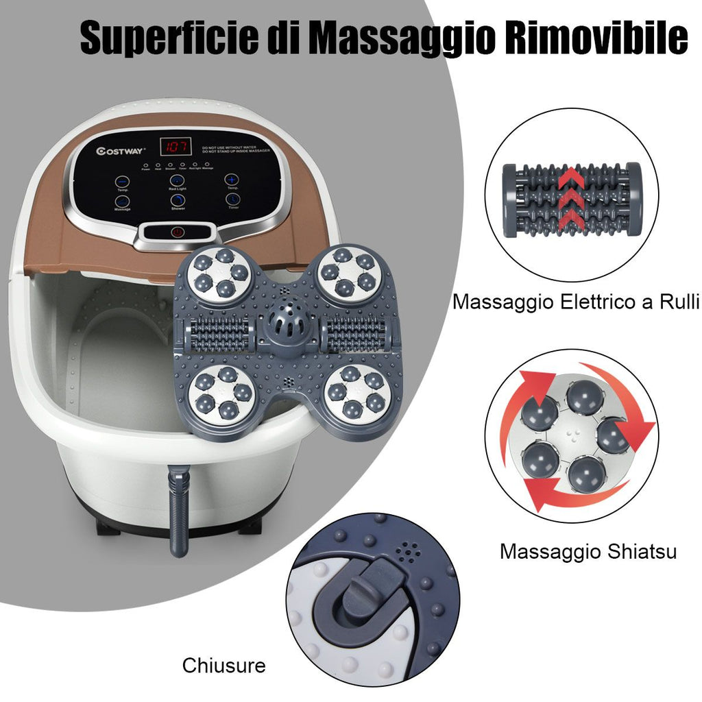 Massaggiatore Elettrico per Piedi, Massaggiatore Portatile Multifunzione Con Rulli Marrone