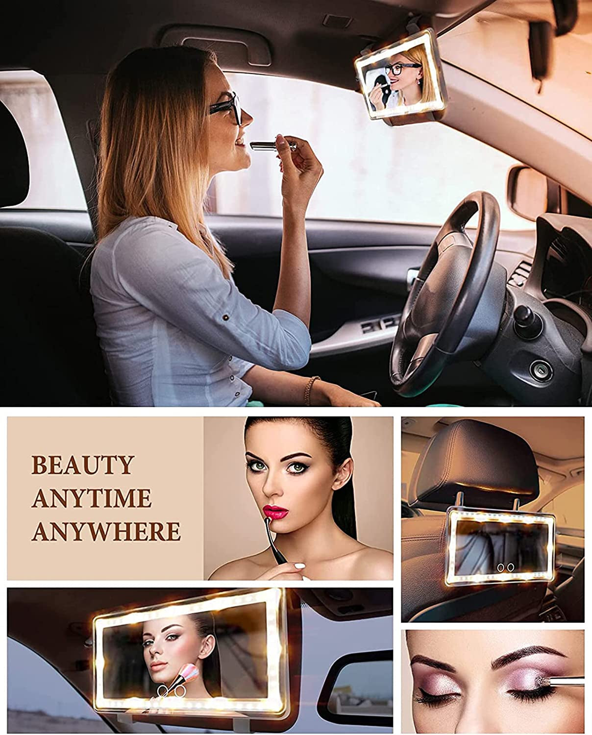 Specchio Auto LED - Specchio Trucco Con Luci per Auto - Bianco