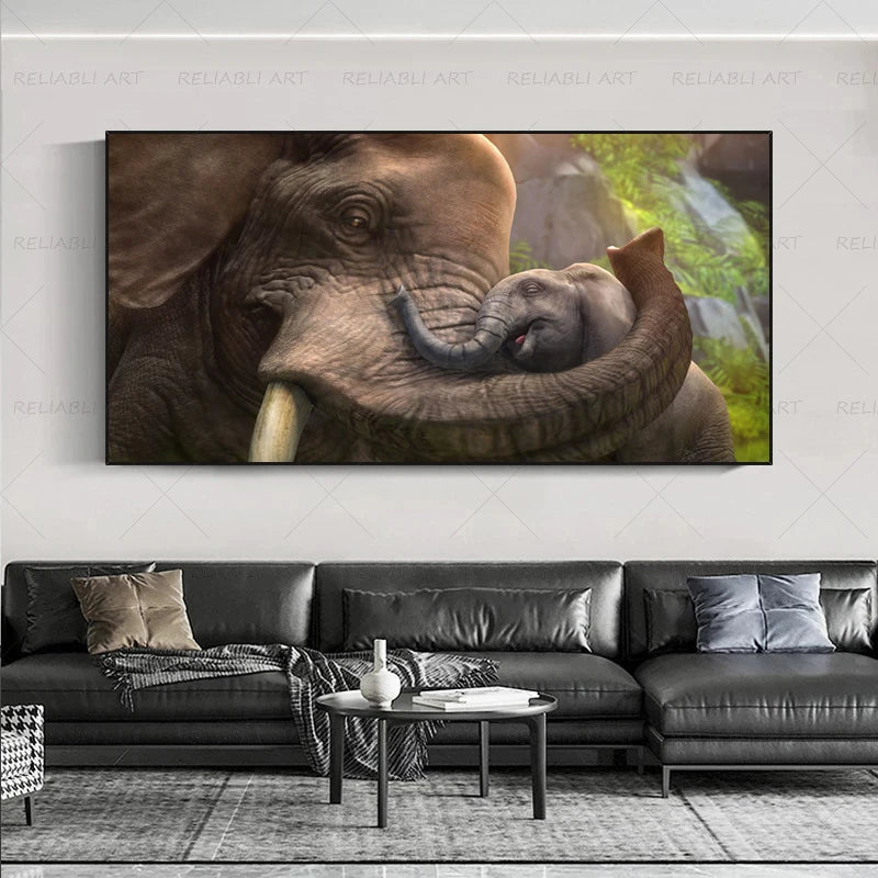 Colorful Elephant Animal Posters Oil Painting Printed on Canvas Wall Art Pictures for Living Room Hoom Decor Horse Lion Birds