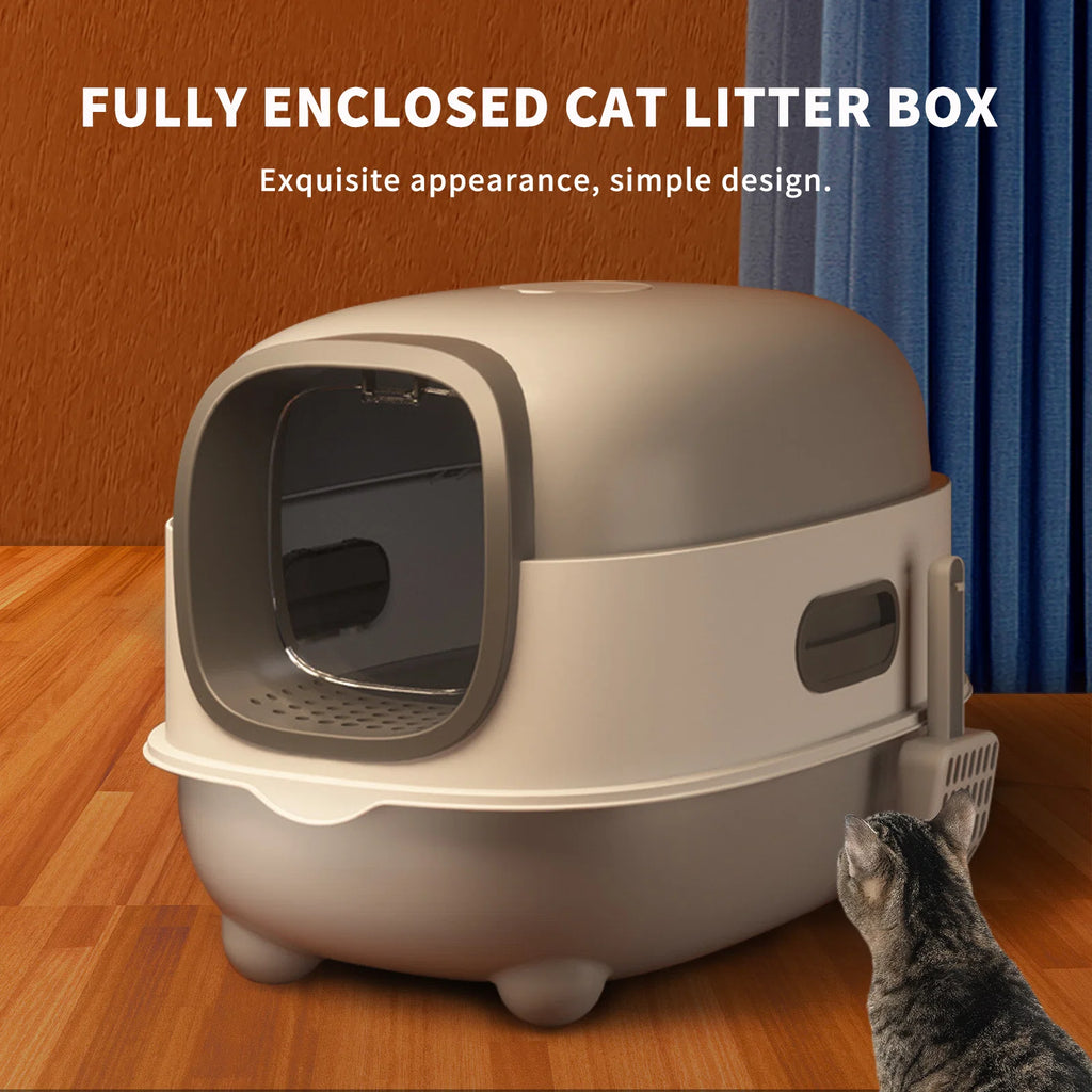 Splash Proof Cat Litter Box Splash Proof Cat Litter Box Closed Cat Litter Box with Lid, Easy to Clean Drawer Design, Odor Control, Space Saving Pet Waste Solution, Splash Proof Cat Toilet Front Entran
