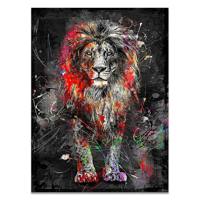 Abstract Colorful Animal Painting Modern Lion Graffiti Monkey Wall Art Funny Picture Cuadros Canvas Poster Print Home Decoration