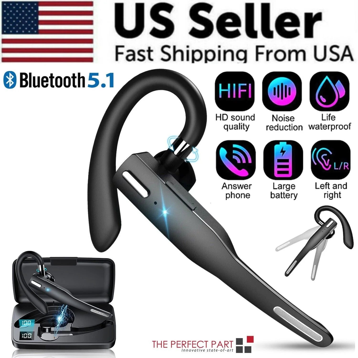 Experience Crystal Clear Communication with the Trucker Wireless Bluetooth 5.1 Headset - Dual Mic Earbud with Noise Cancelling Technology