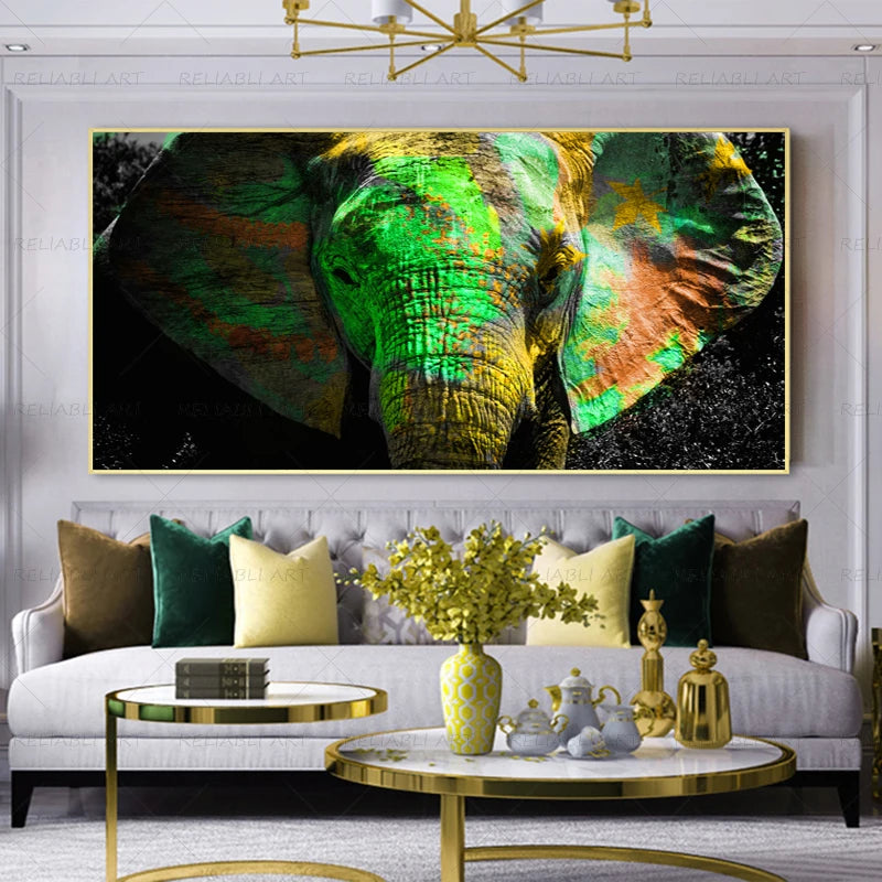 Colorful Elephant Animal Posters Oil Painting Printed on Canvas Wall Art Pictures for Living Room Hoom Decor Horse Lion Birds