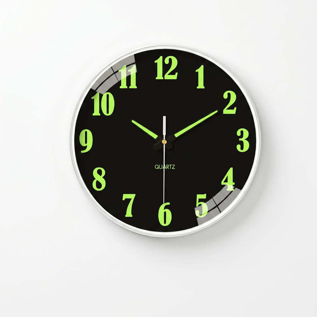 Illuminate Your Space with the Lumiqlo Round Luminous Quartz Wall Clock - Perfect for Day and Night Time Viewing