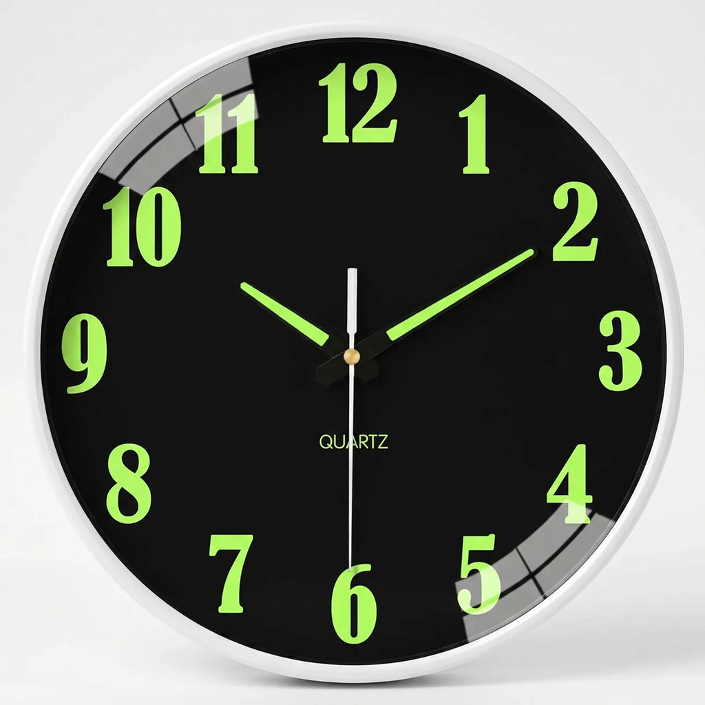 Illuminate Your Space with the Lumiqlo Round Luminous Quartz Wall Clock - Perfect for Day and Night Time Viewing