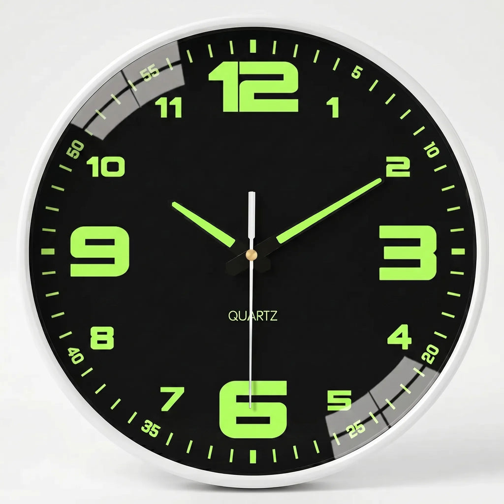Illuminate Your Space with the Lumiqlo Round Luminous Quartz Wall Clock - Perfect for Day and Night Time Viewing