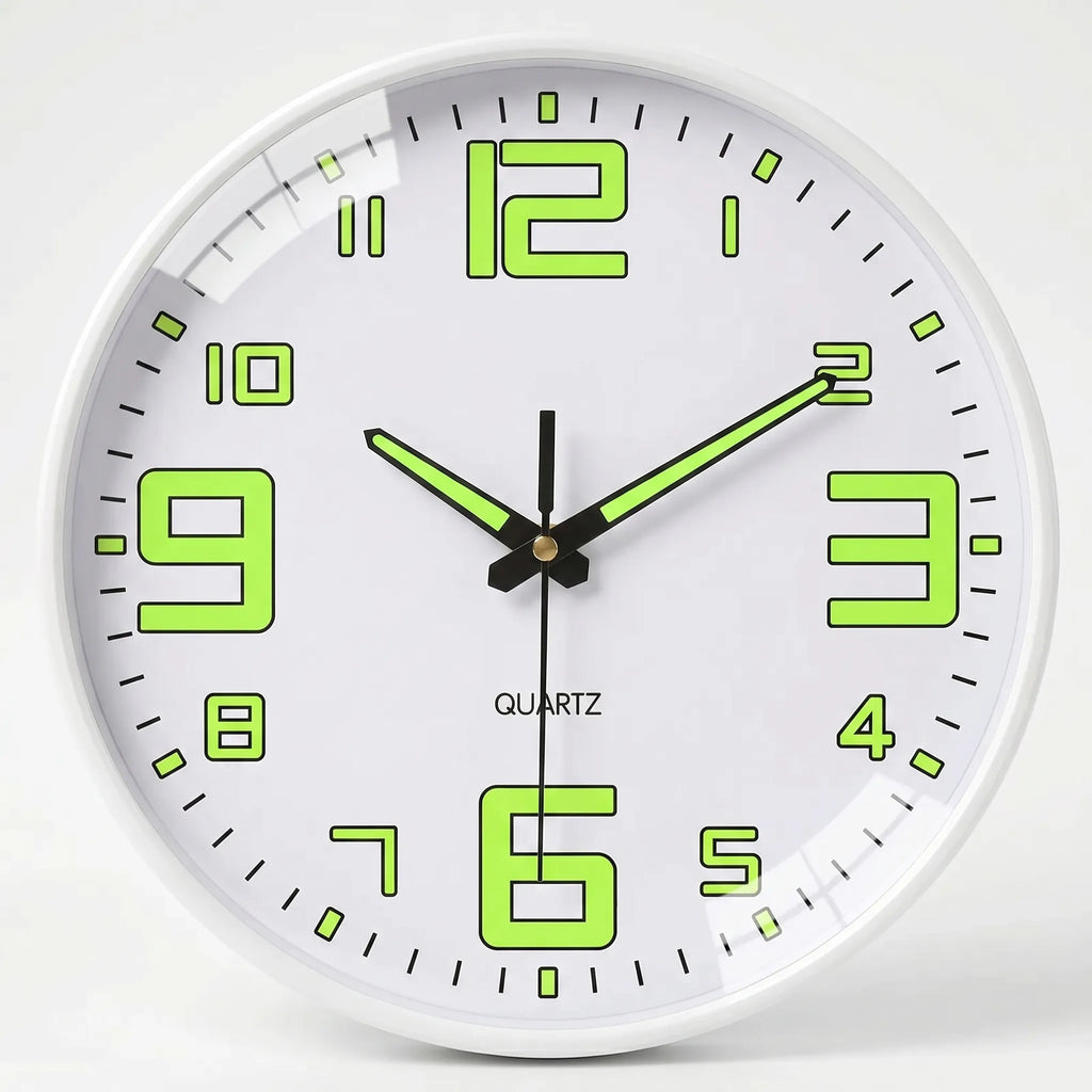 Illuminate Your Space with the Lumiqlo Round Luminous Quartz Wall Clock - Perfect for Day and Night Time Viewing