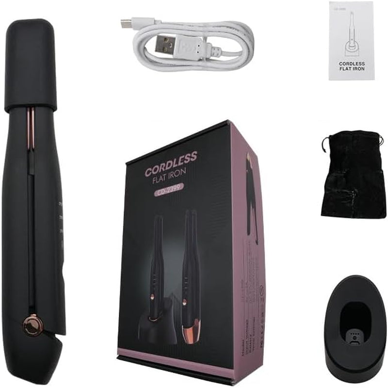 Piastra per Capelli a Batteria, Piastra in Ceramica Con Clip per Lo Styling, Arricciacapelli Portatile 2 in 1 Con Caricatore Di Tipo C E Stazione Di Ricarica per Parrucchieri, Casa E Viaggio (Nero)