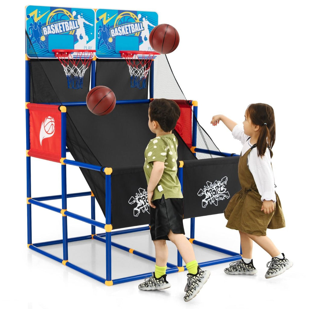 Gioco Arcade Di Pallacanestro Con 4 Palline E Pompa Di Gonfiaggio, Pallacanestro a Doppio Tiro per Bambini