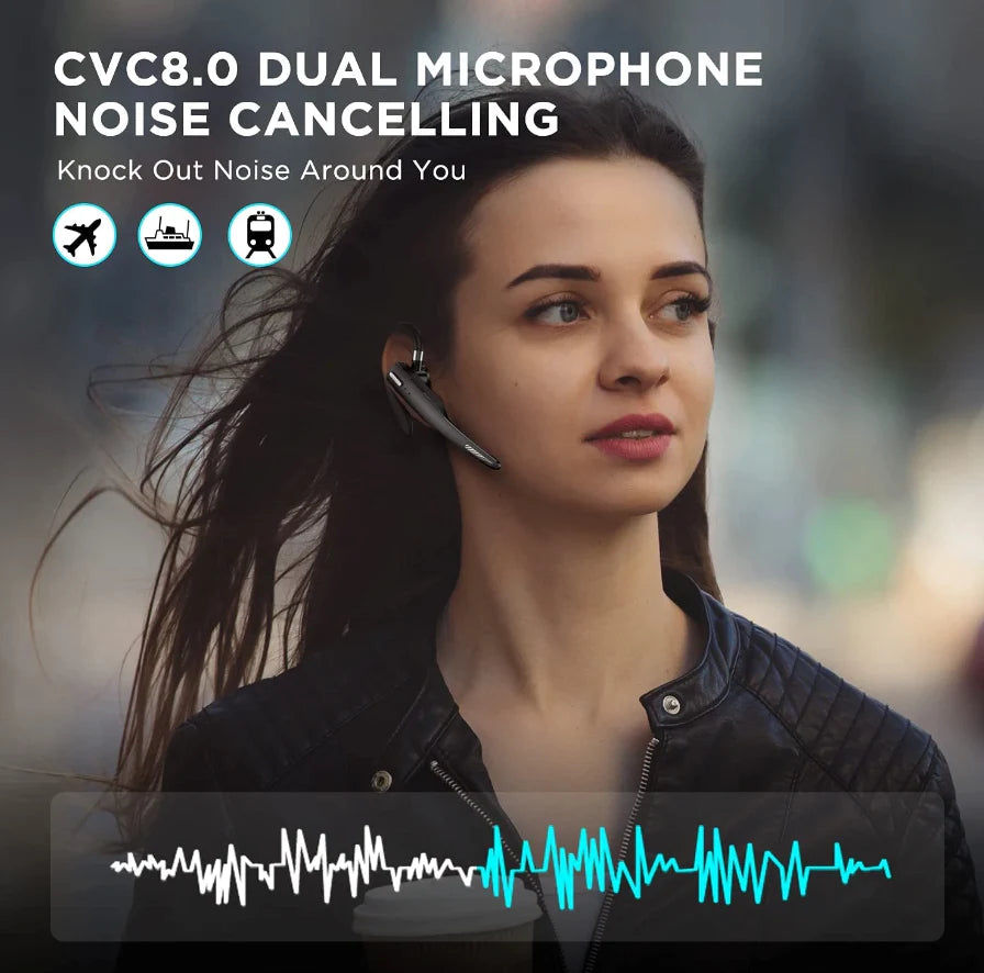 Experience Crystal Clear Communication with the Trucker Wireless Bluetooth 5.1 Headset - Dual Mic Earbud with Noise Cancelling Technology