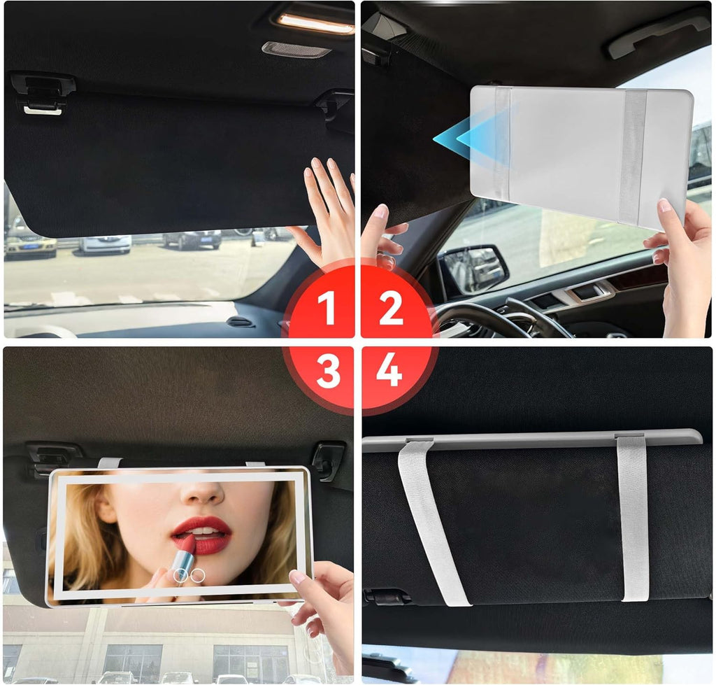 Specchio Auto LED - Specchio Trucco Con Luci per Auto - Bianco