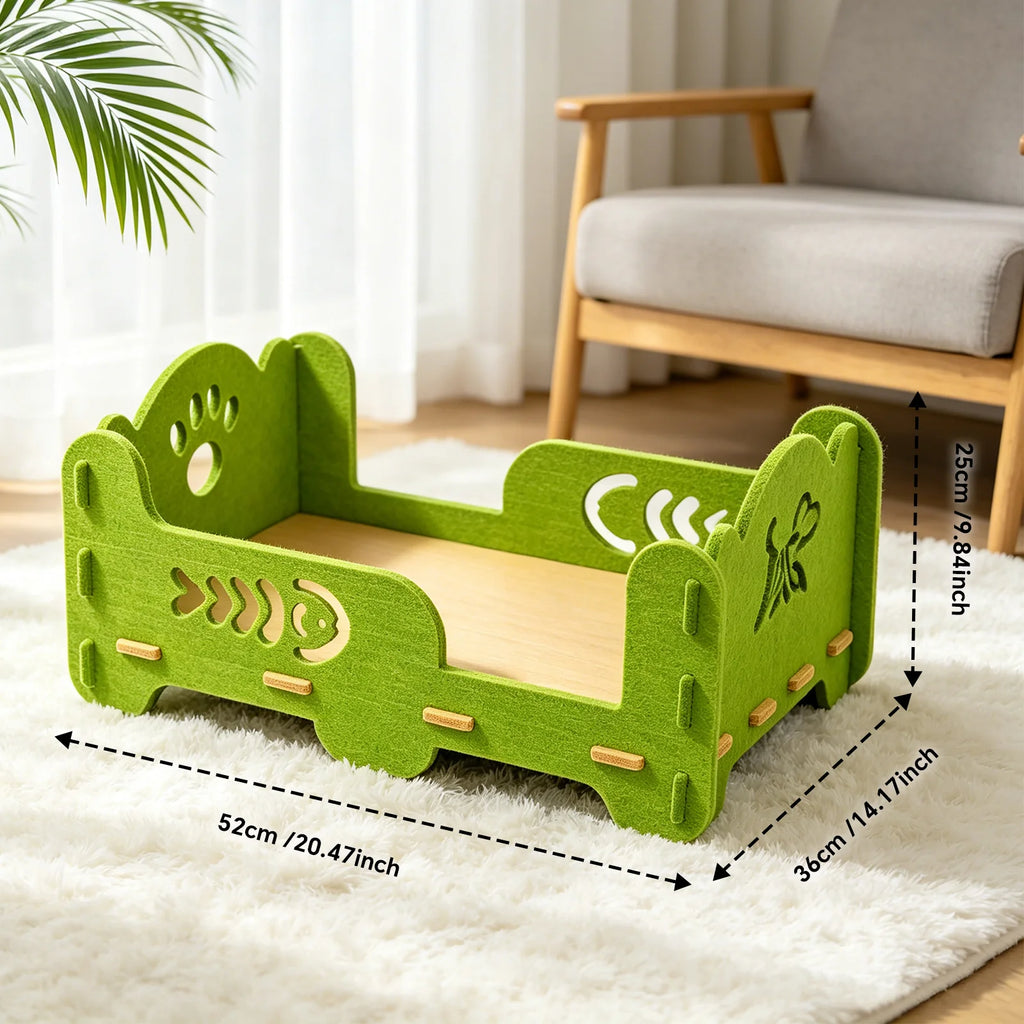Elevated Felt Cat Bed Frame, Raised Open Cat Lounge Bed, Detachable Breathable Pet Sleeping Platform for Small Medium Cats