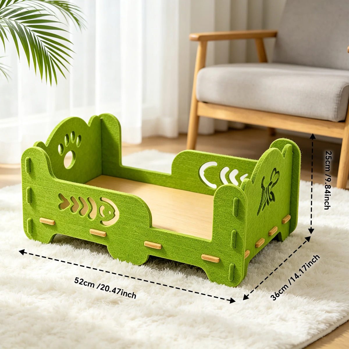 Elevated Felt Cat Bed Frame, Raised Open Cat Lounge Bed, Detachable Breathable Pet Sleeping Platform for Small Medium Cats