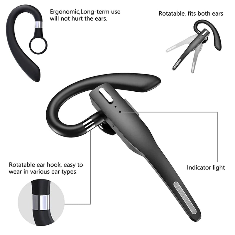 Experience Crystal Clear Communication with the Trucker Wireless Bluetooth 5.1 Headset - Dual Mic Earbud with Noise Cancelling Technology