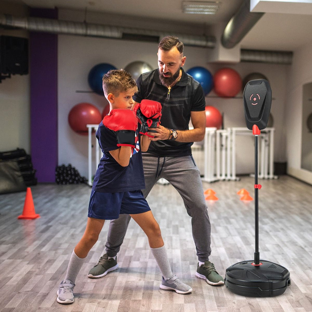 Set Da Boxe Con Sacco Da Pugilato Guanti Da Boxe, Giocattolo Da Boxe Regolabile in 6 Posizioni per Bambini 5 Anni+