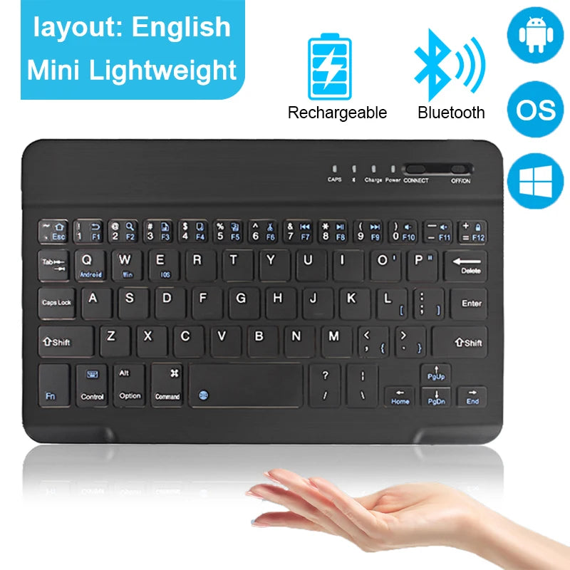 Mini Bluetooth Wireless Keyboard Mouse Set Rechargeable for Phone Tablet English Keyboards for Android Ios Windows XP Laptop PC