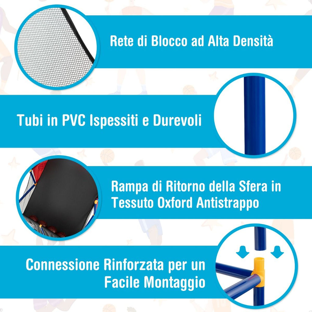 Gioco Arcade Di Pallacanestro Con 4 Palline E Pompa Di Gonfiaggio, Pallacanestro a Doppio Tiro per Bambini