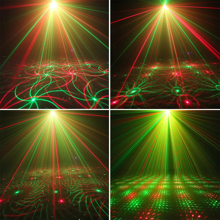 Mini 4In1 Pattern Effect R&G Audio Star Whirlwind Laser Projector Stage Disco DJ Club Bar KTV Family Party Light Show P14
