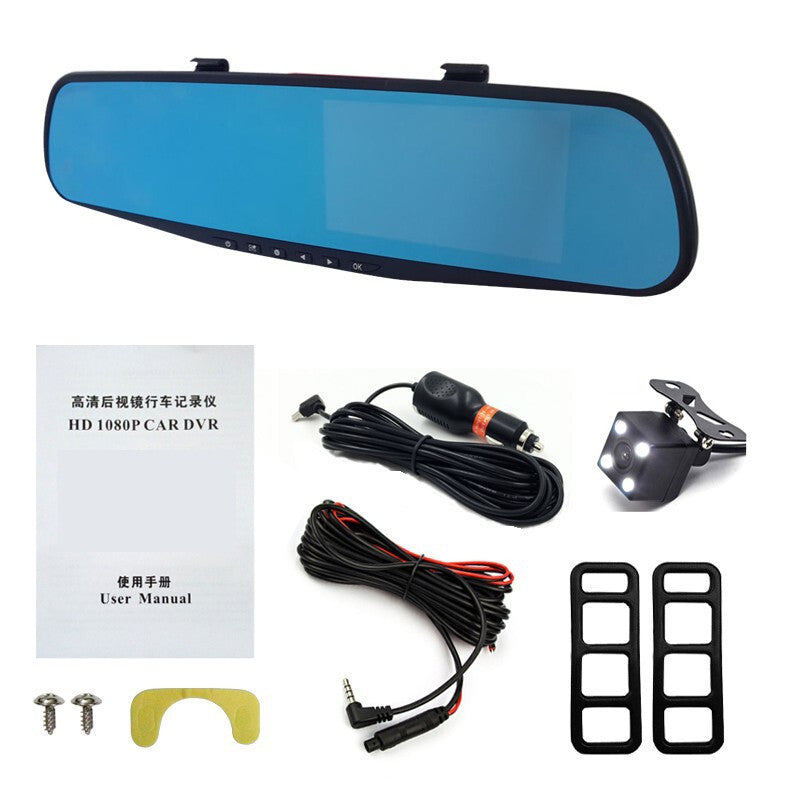 SPECCHIETTO RETROVISORE TELECAMERA AUTO MONITOR DVR VIDEO AUDIO REGISTRATORE HD