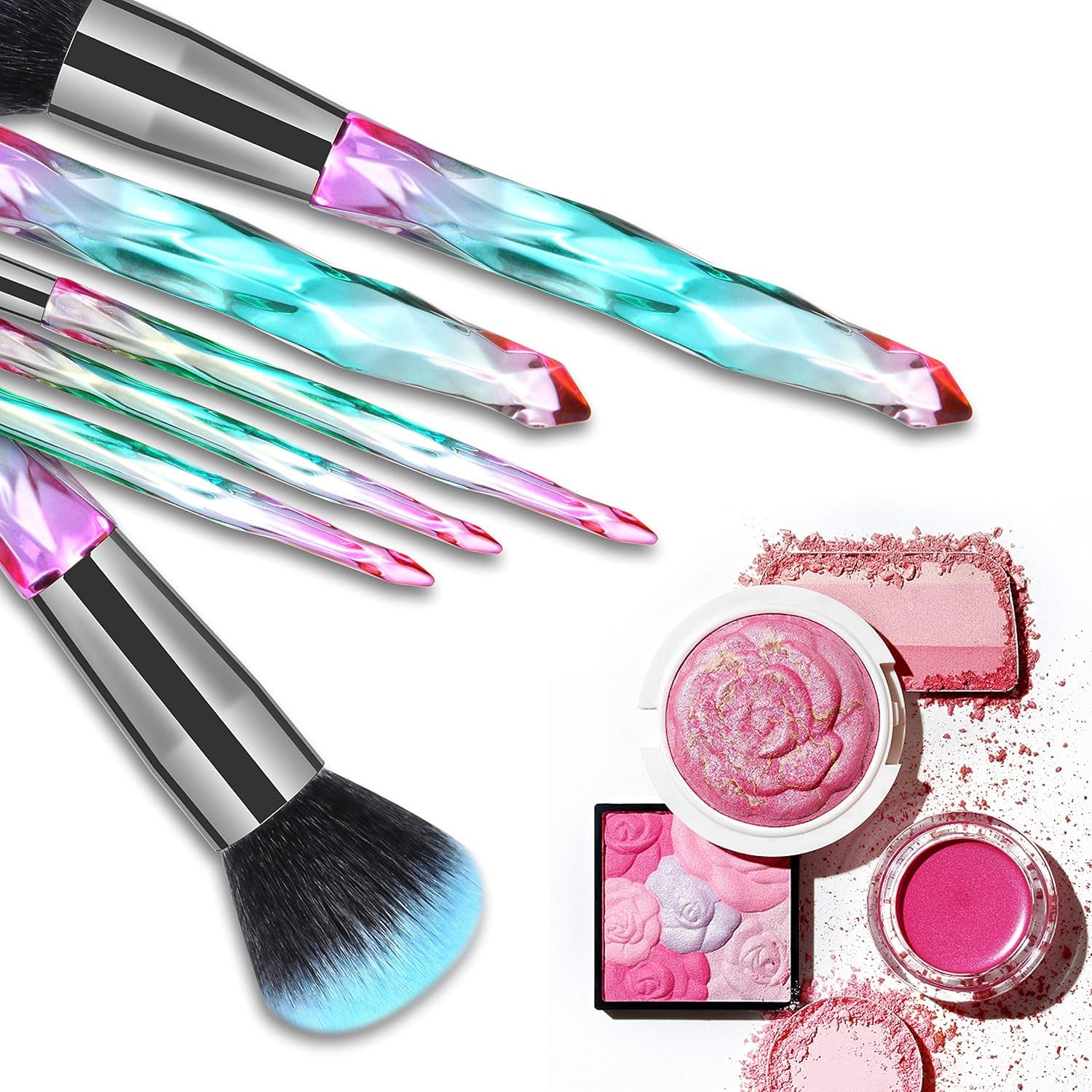 Pennelli Trucco FILY  15 Pennelli Make up Premium Set Di Manici in Cristallo Pennello per Fondotinta Kabuki Set Di Pennelli Trucco per Occhi E Labbra Professionali Con Confezione Regalo