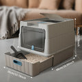 Dual Opening Fully Enclosed Cat Litter Box, Top Entry Anti-Tracking Design, Oversized Space Cat Potty with Cleaning Scoop