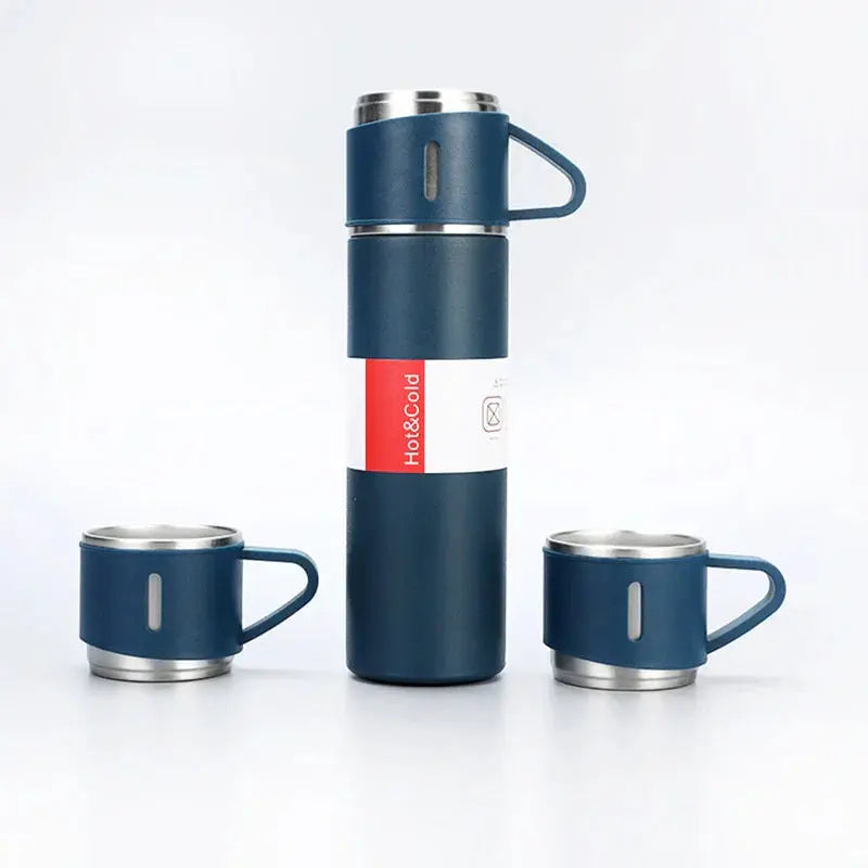 Thermoskannen-Set Edelstahl – 500 Ml Mit 3 Bechern, Geschenkbox