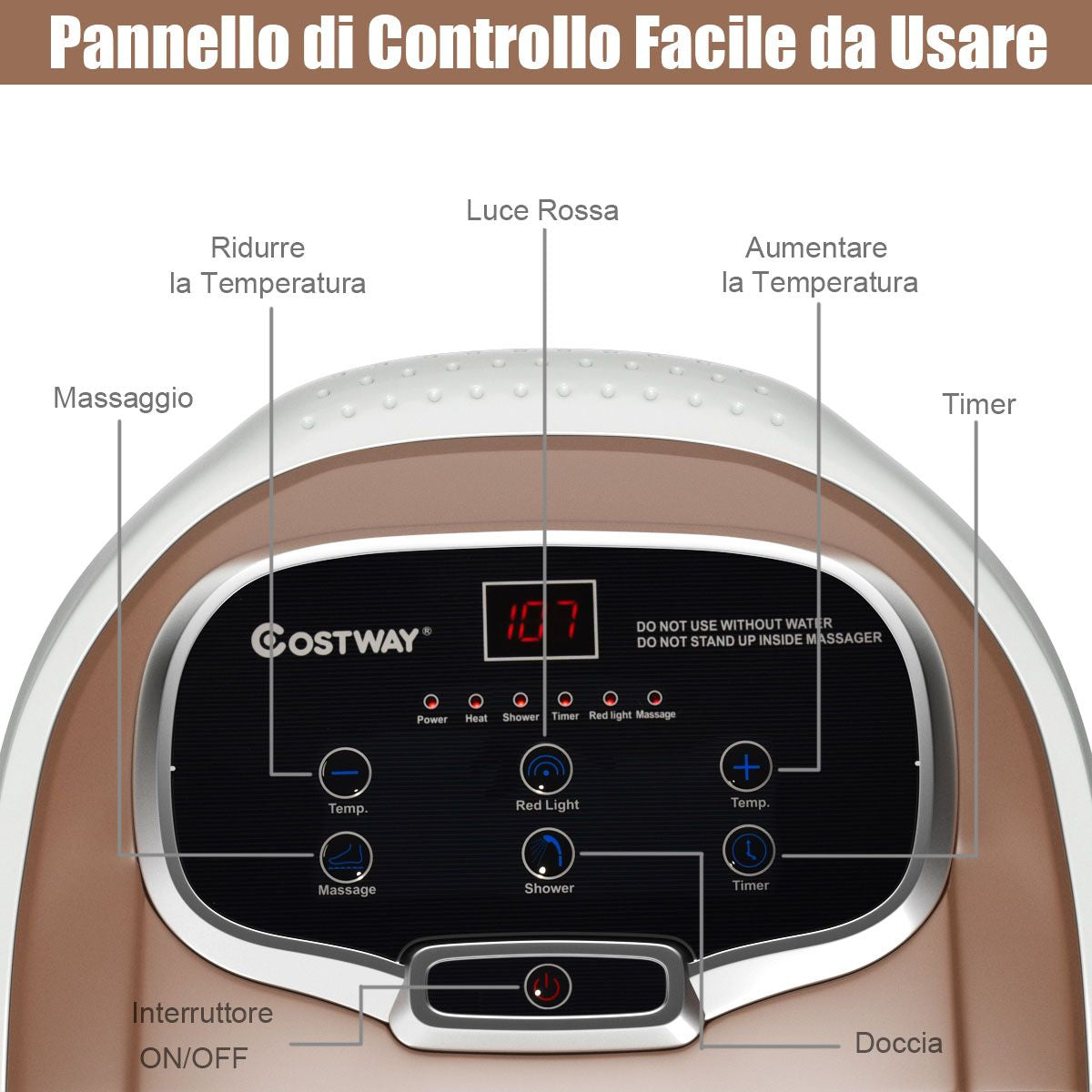 Massaggiatore Elettrico per Piedi, Massaggiatore Portatile Multifunzione Con Rulli Marrone