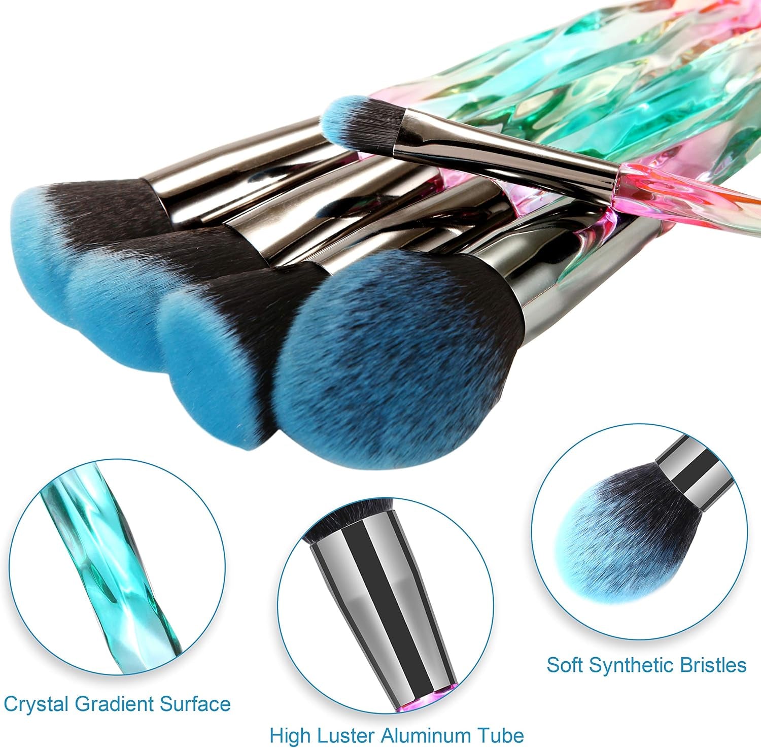 Pennelli Trucco FILY  15 Pennelli Make up Premium Set Di Manici in Cristallo Pennello per Fondotinta Kabuki Set Di Pennelli Trucco per Occhi E Labbra Professionali Con Confezione Regalo