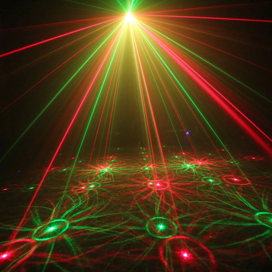 Mini 4In1 Pattern Effect R&G Audio Star Whirlwind Laser Projector Stage Disco DJ Club Bar KTV Family Party Light Show P14